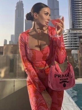 Zara pants set pink and orange floral